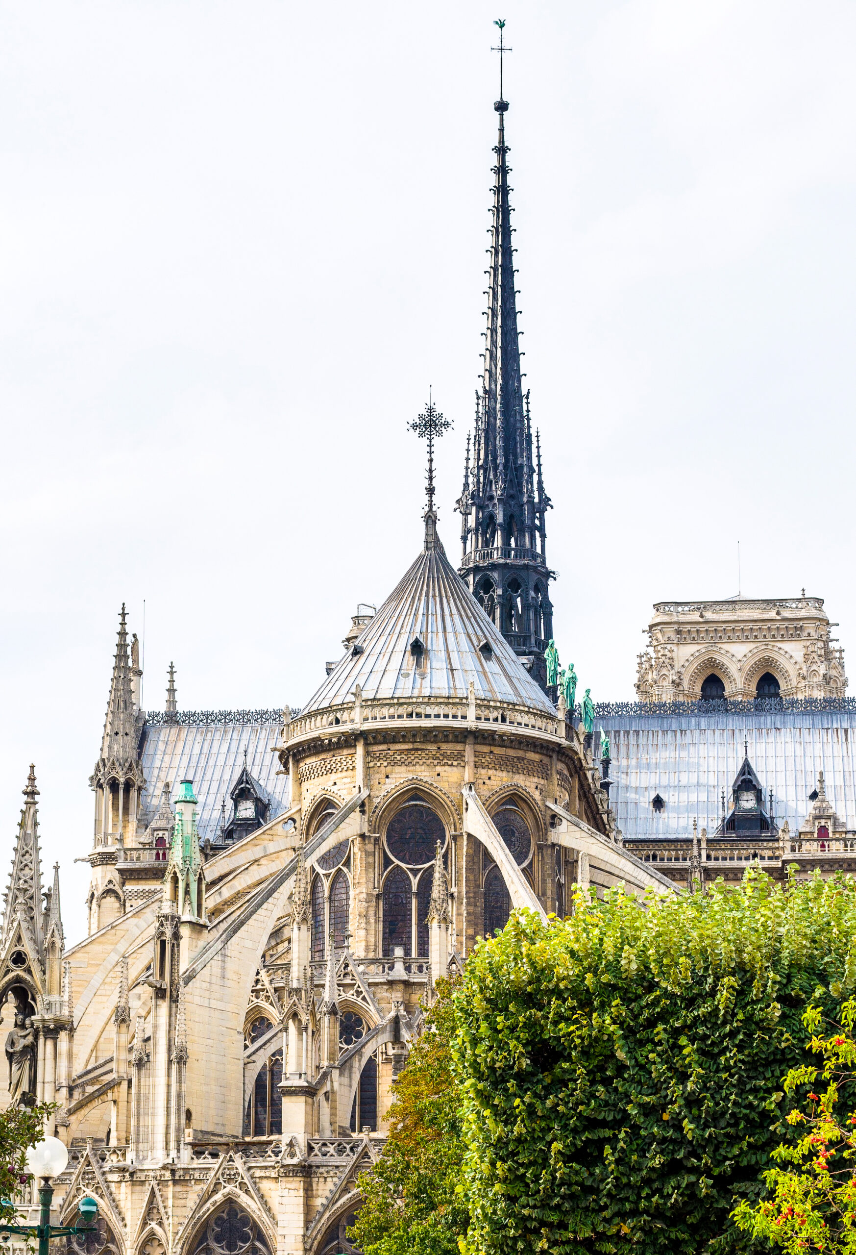 The east facade of catholic cathedral Notre-Dame de Paris.
